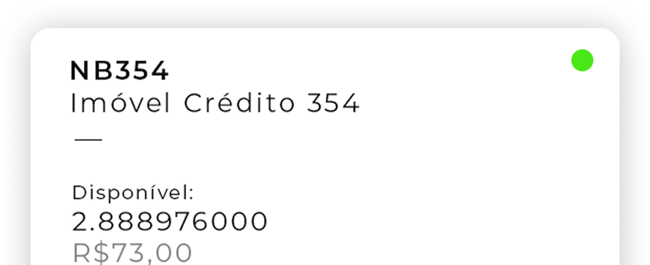 Token imobiliário NB354, com informações de disponibilidade